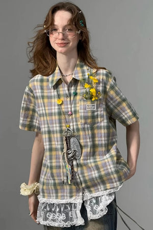 Green Plaid Top