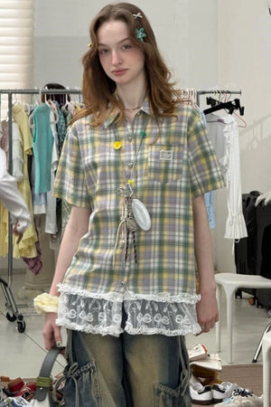 Green Plaid Top