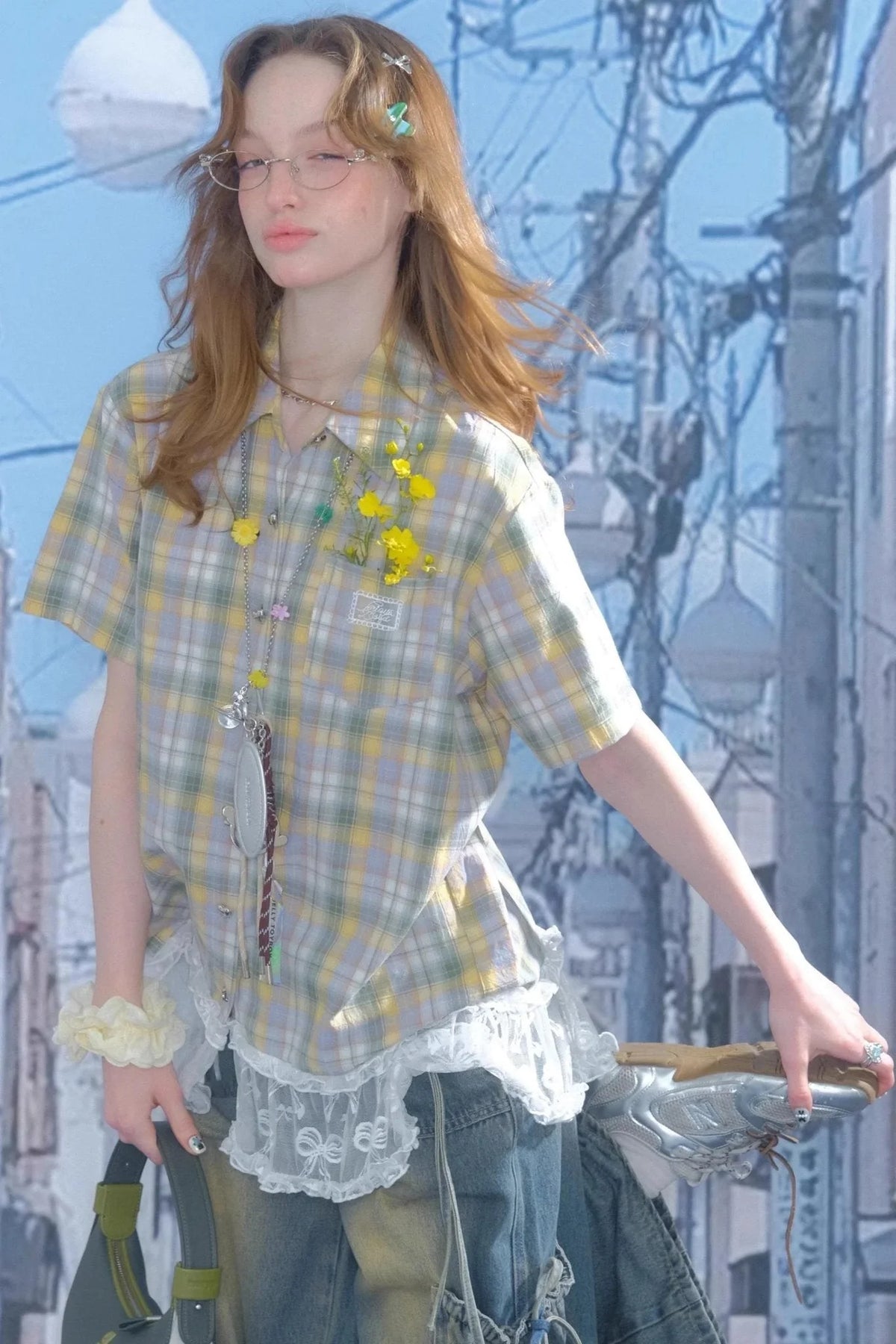 Green Plaid Top