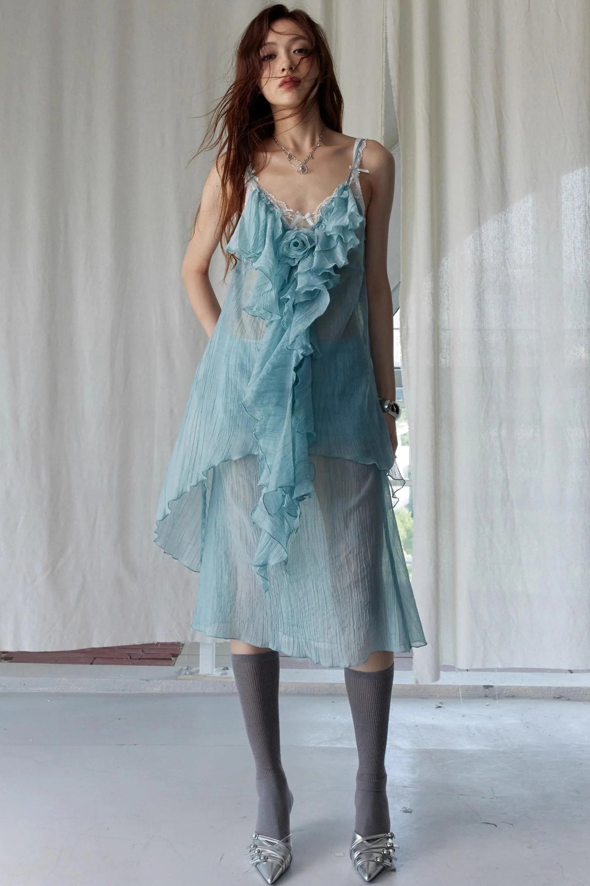 Green Ruffled Halter Skirt Set-Up
