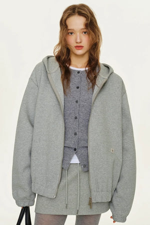 Grey Air Layer Padded Zip Jacket