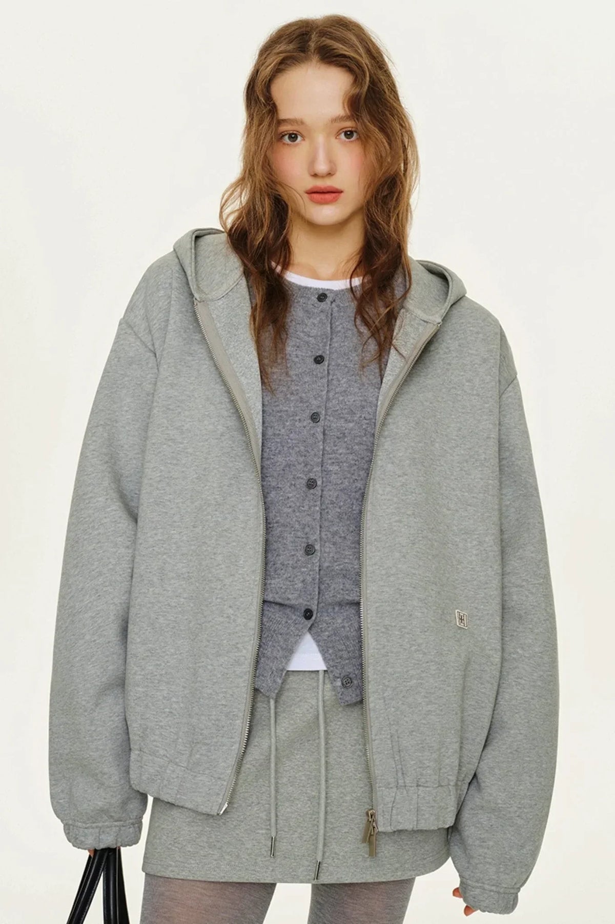 Grey Air Layer Padded Zip Jacket