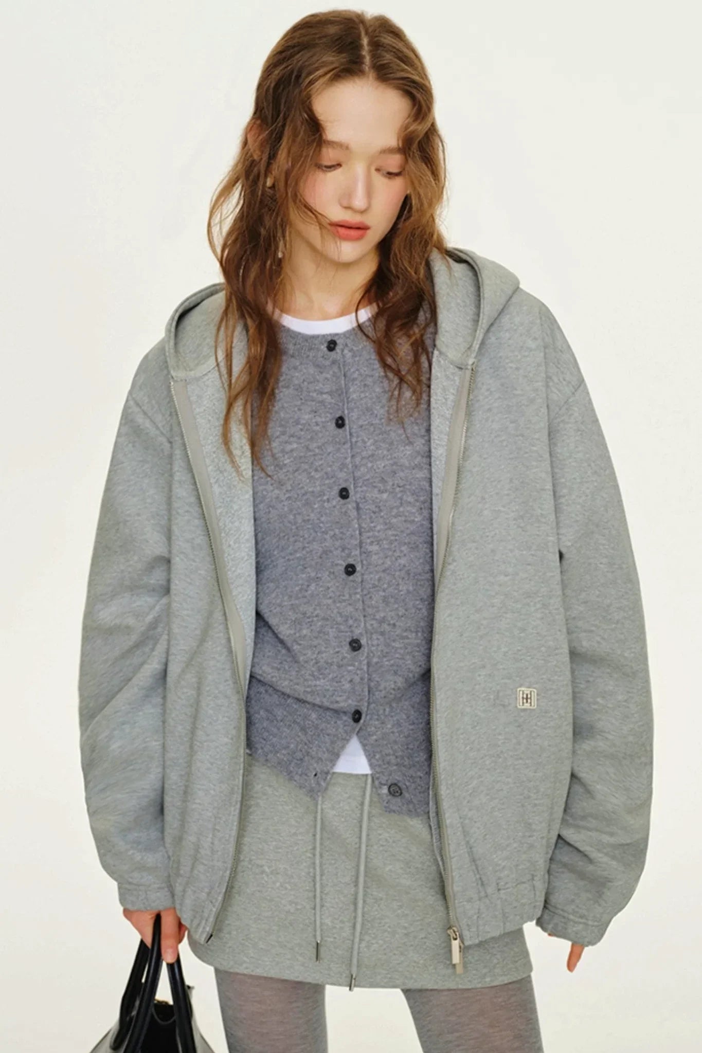 Grey Air Layer Padded Zip Jacket