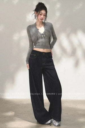 Grey Argyle Knit Cardigan With Camisole Set-Up
