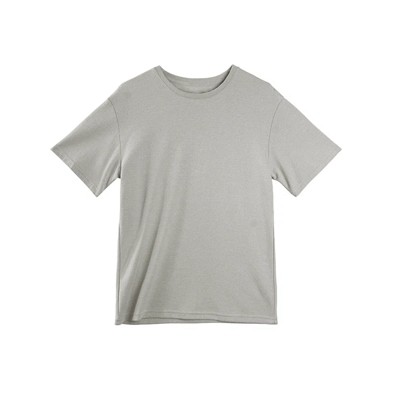 Grey Textured T-Shirt And Skirt Set-Up