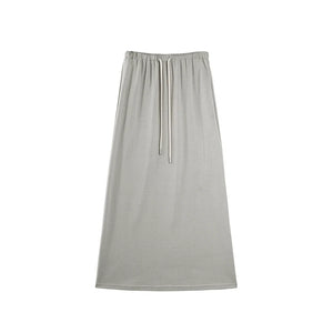 Grey Textured T-Shirt And Skirt Set-Up