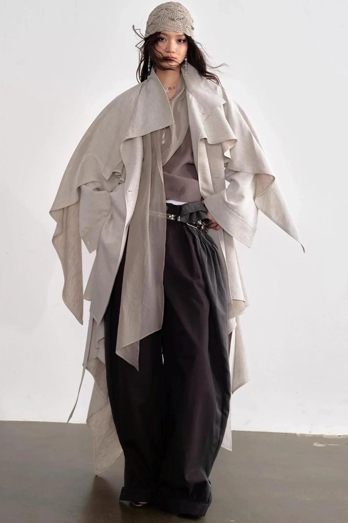 Gypsum White Linen Trench Coat