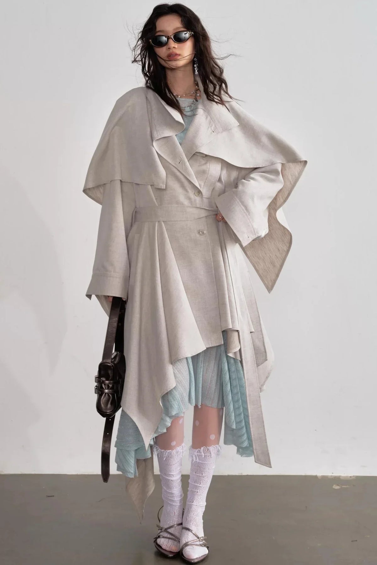 Gypsum White Linen Trench Coat