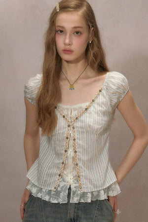 Half-Sugar Striped Blouse
