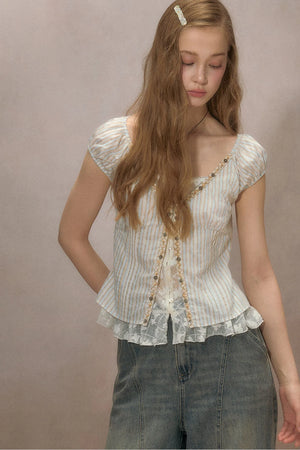 Half-Sugar Striped Blouse