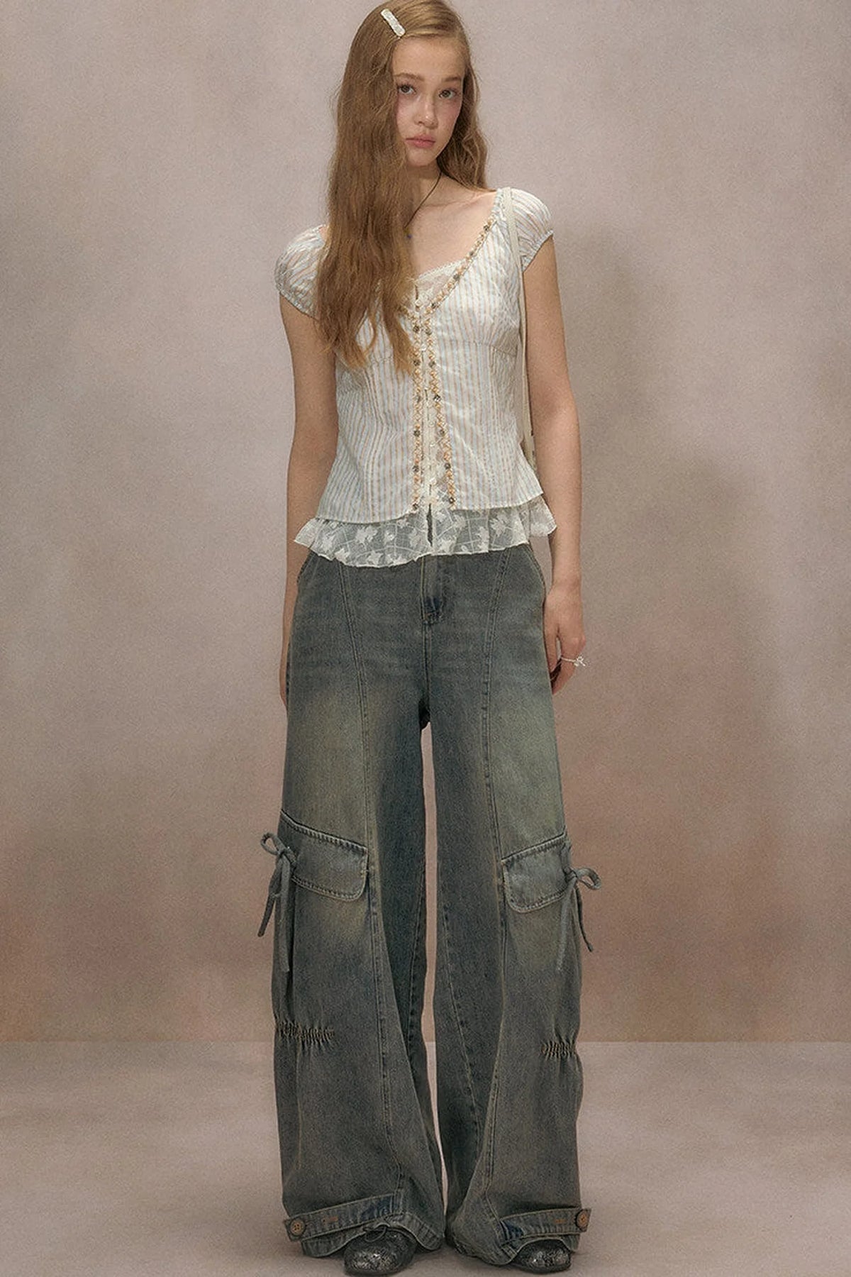 Half-Sugar Striped Blouse