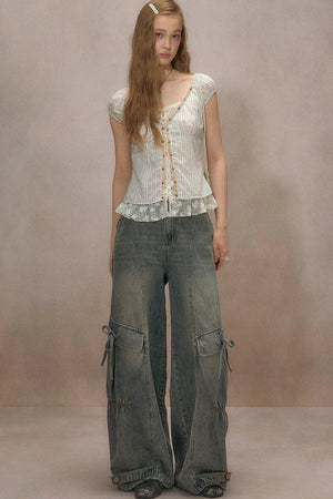Half-Sugar Striped Blouse