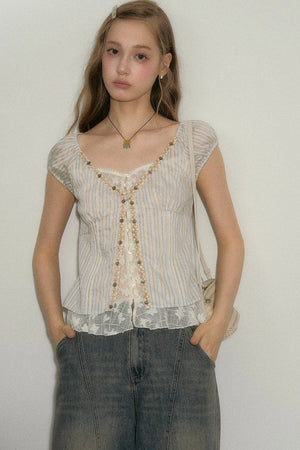 Half-Sugar Striped Blouse