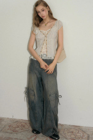 Half-Sugar Striped Blouse