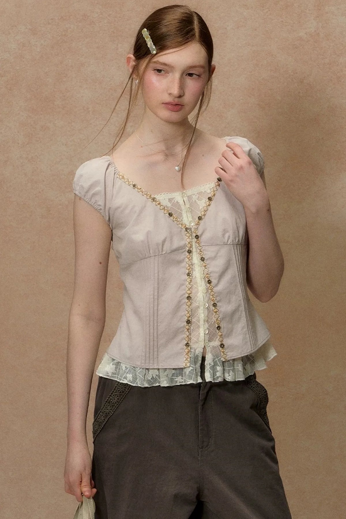 Half-Sugar Striped Blouse