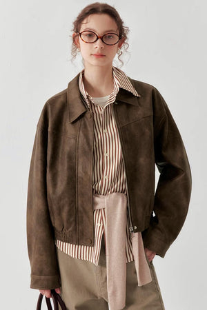 Halo Sense Brown Vintage Leather Jacket