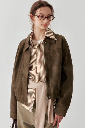 Halo Sense Brown Vintage Leather Jacket