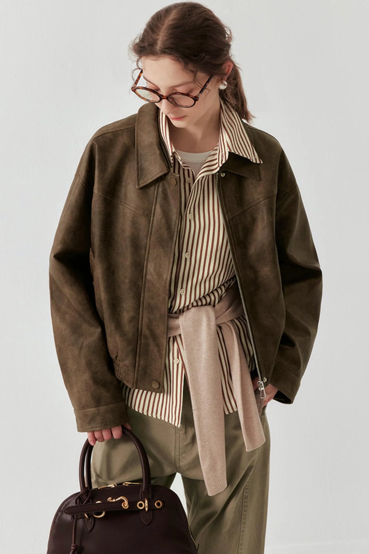 Halo Sense Brown Vintage Leather Jacket