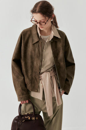 Halo Sense Brown Vintage Leather Jacket