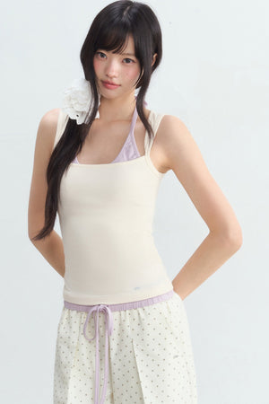 Halter Color-Blocked Camisole and Trousers Set-Up