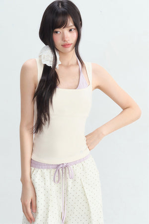 Halter Color-Blocked Camisole and Trousers Set-Up