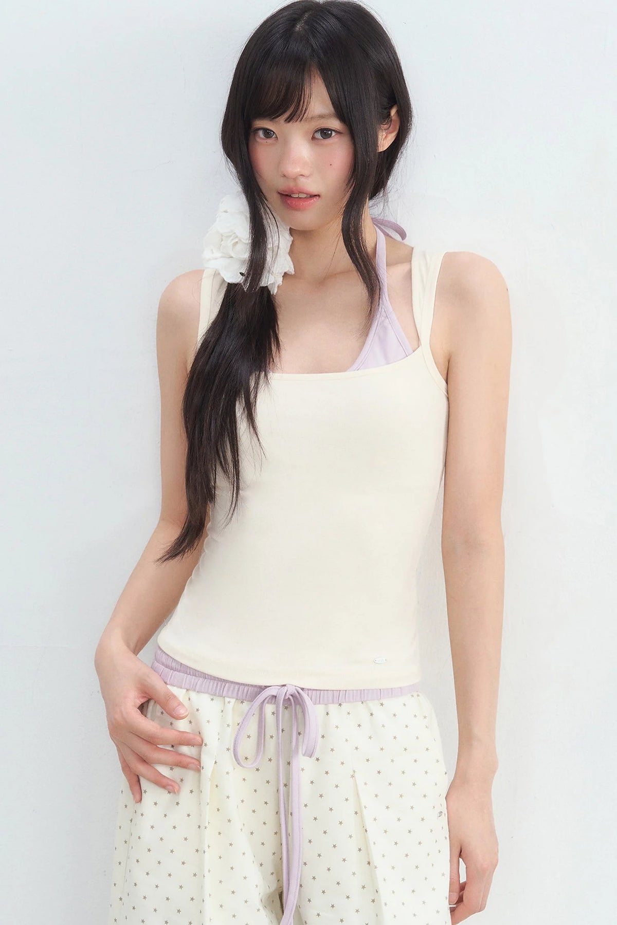 Halter Color-Blocked Camisole and Trousers Set-Up