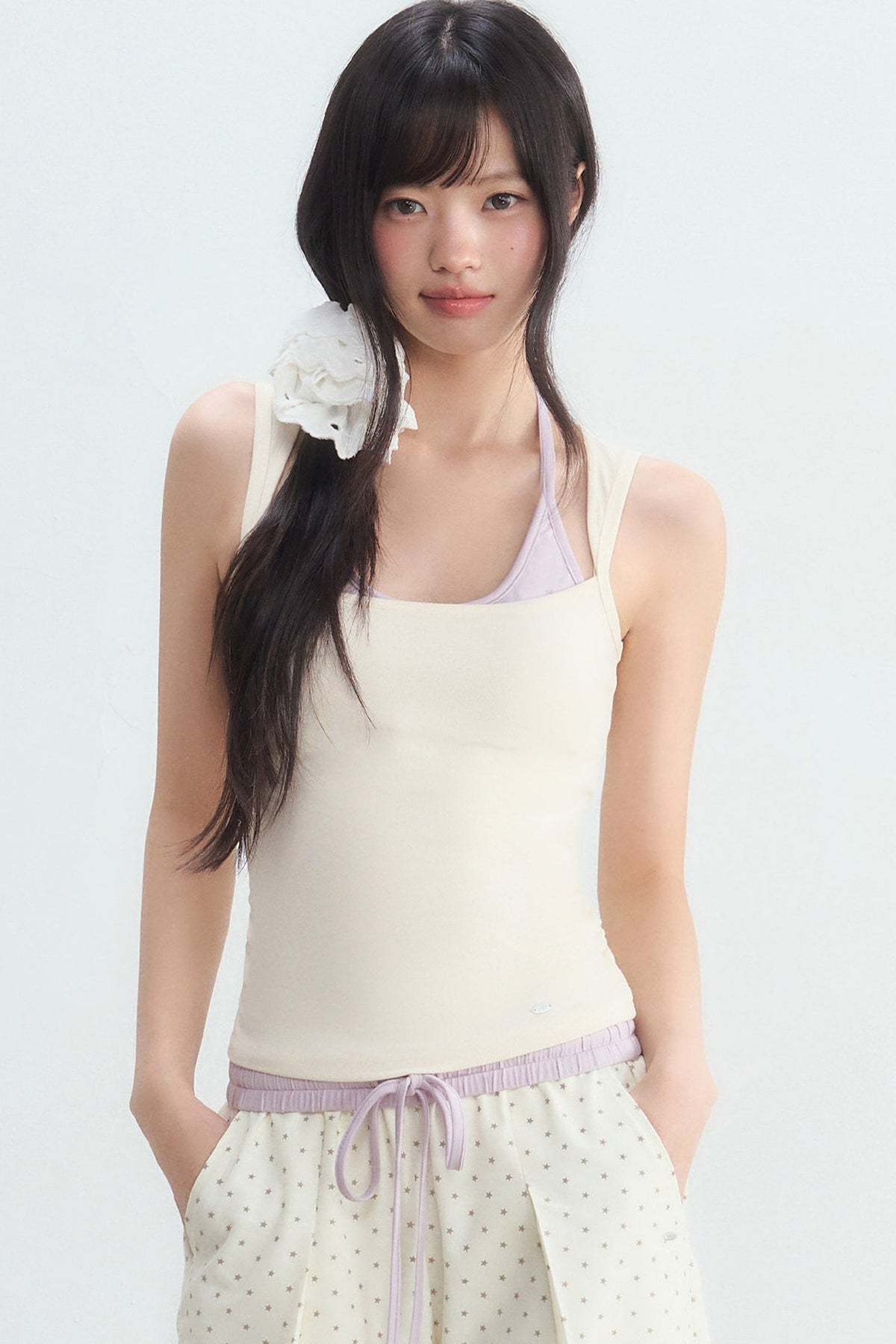 Halter Color-Blocked Camisole and Trousers Set-Up