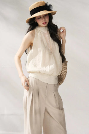 Halter Neck Beige Vest