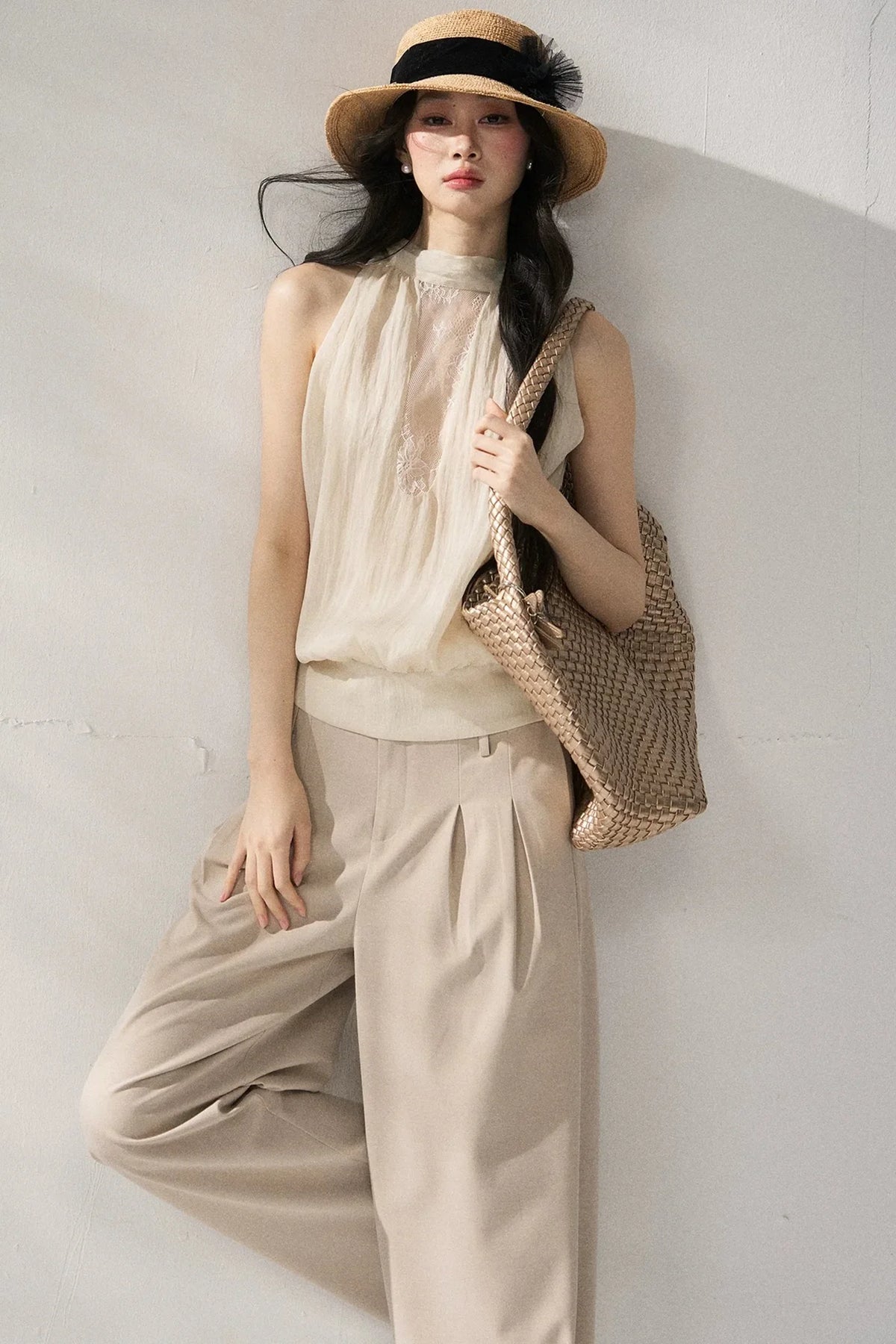Halter Neck Beige Vest