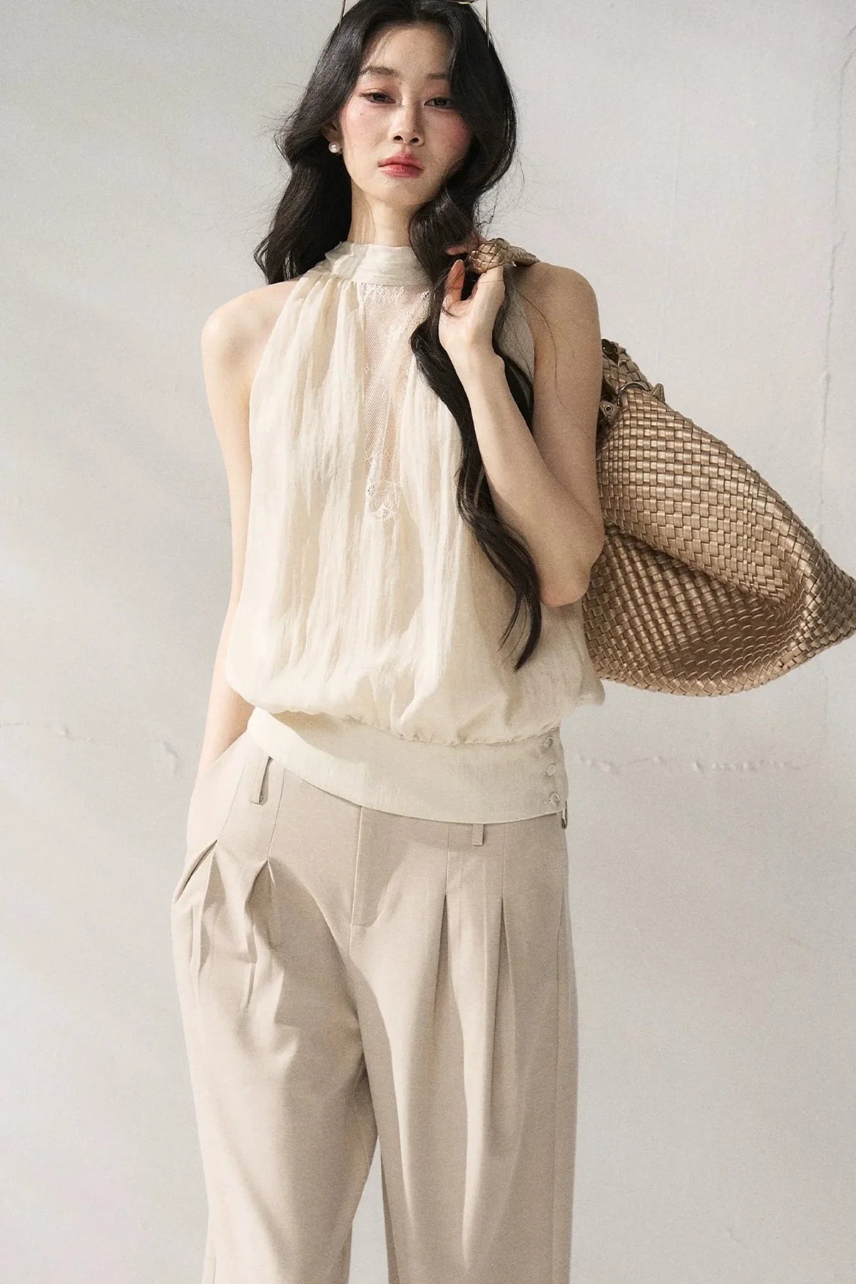 Halter Neck Beige Vest