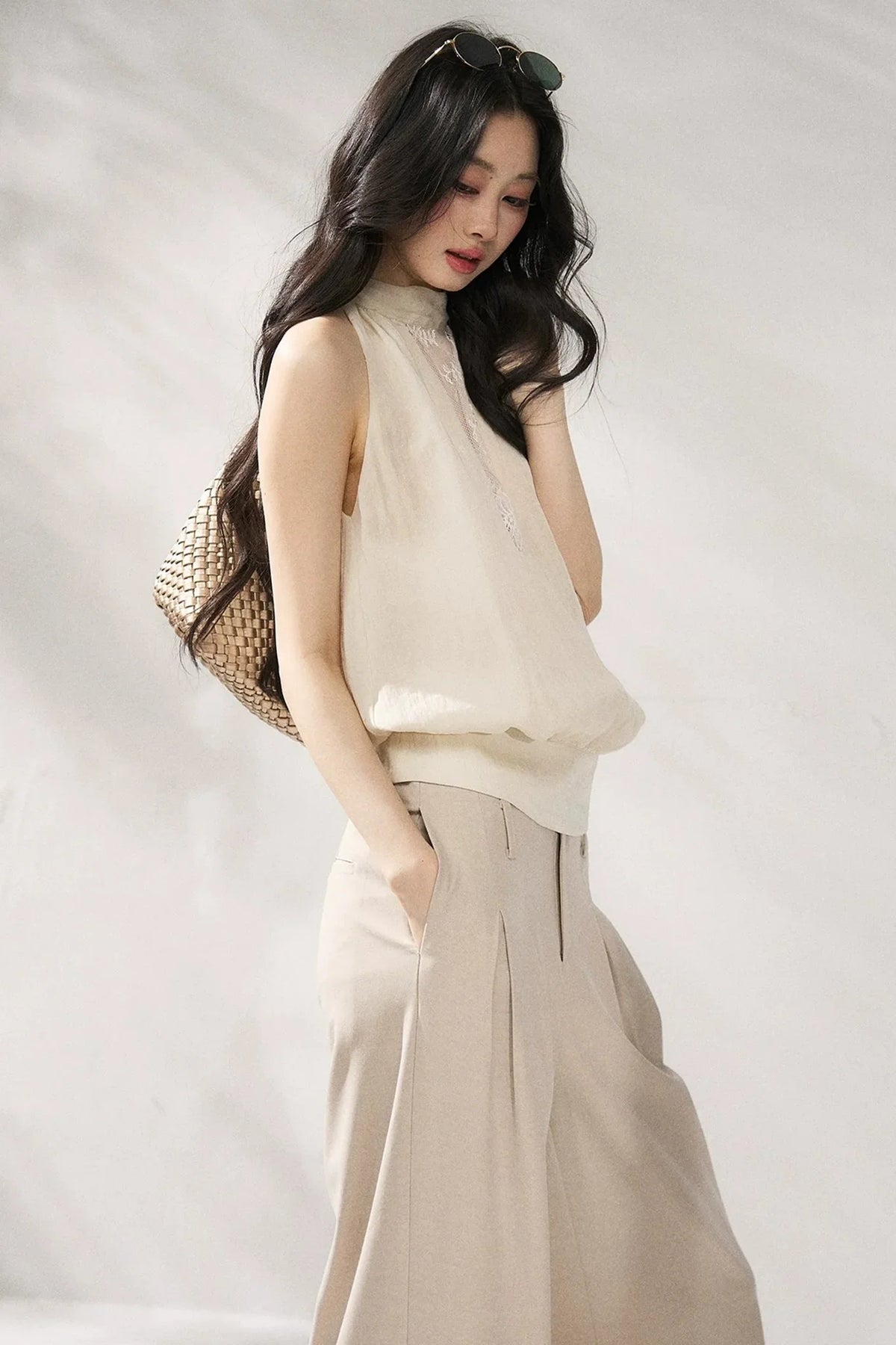Halter Neck Beige Vest