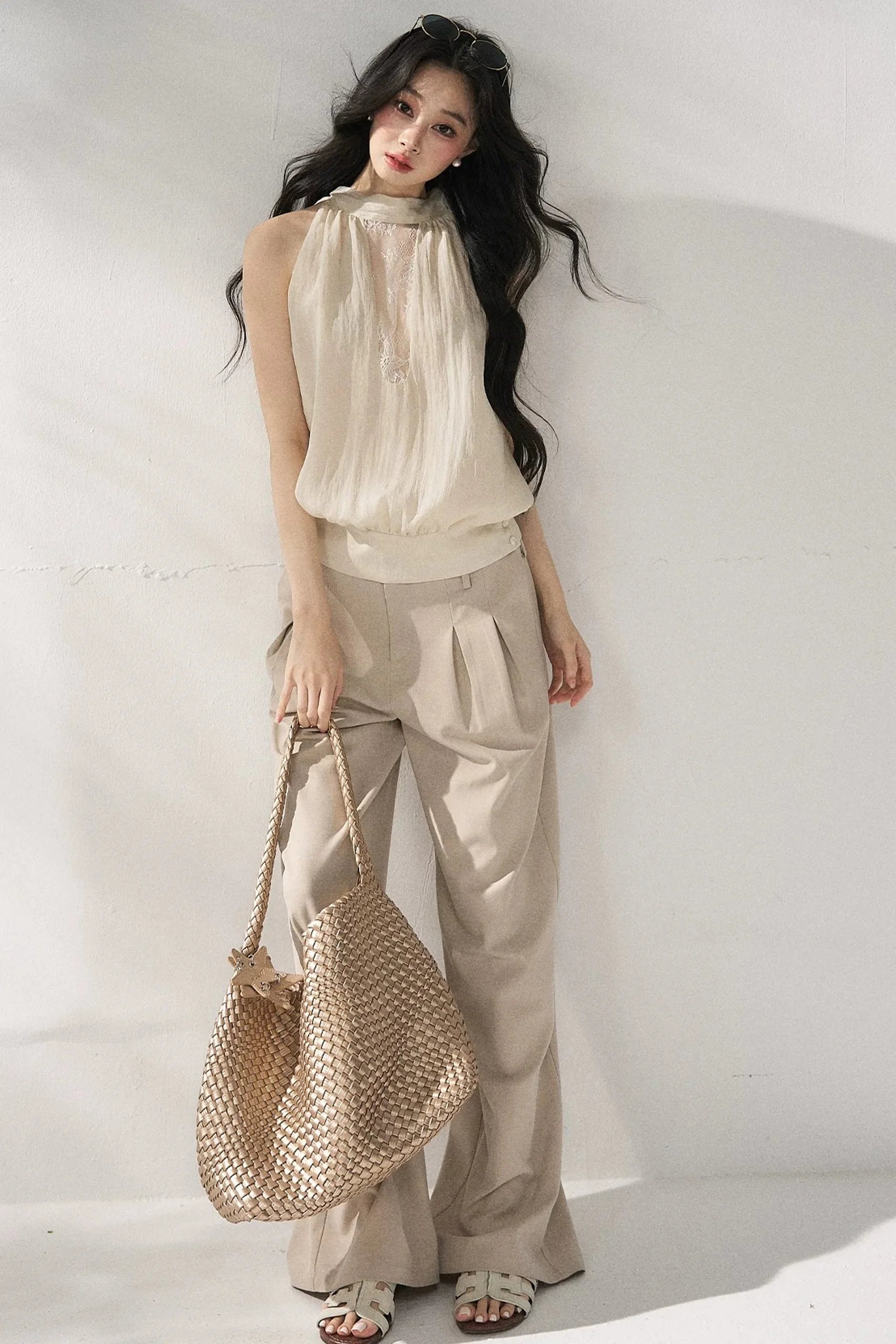 Halter Neck Beige Vest