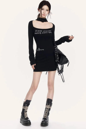 Halter Neck Printed Bodycon Dress