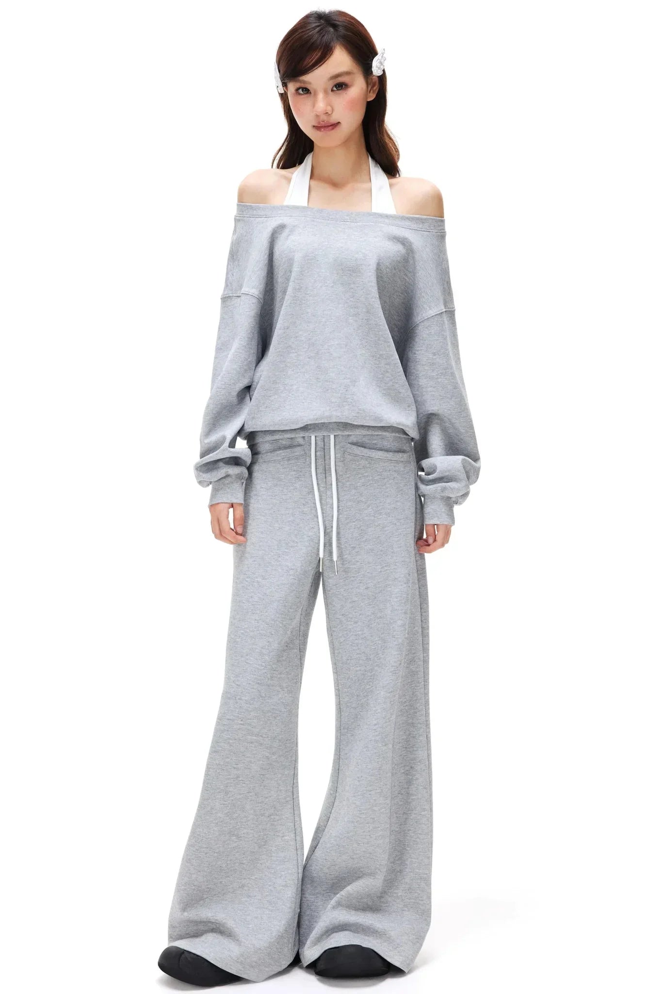 Halter Neck Pullover Sweater Set-Up