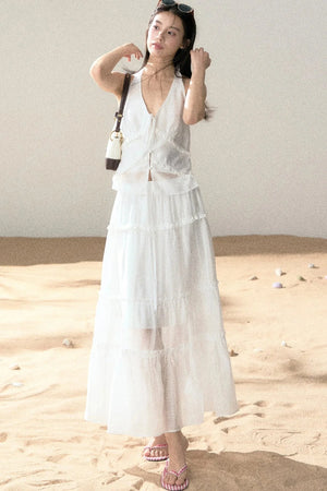 Halter Ruffled Top and Skirt Set-Up