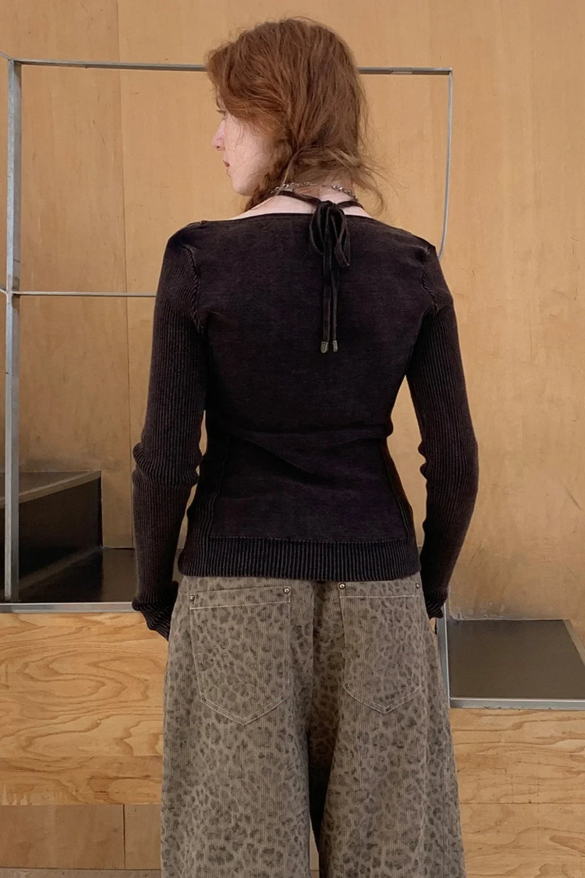 Halterneck Fake Two-Piece Knit Top