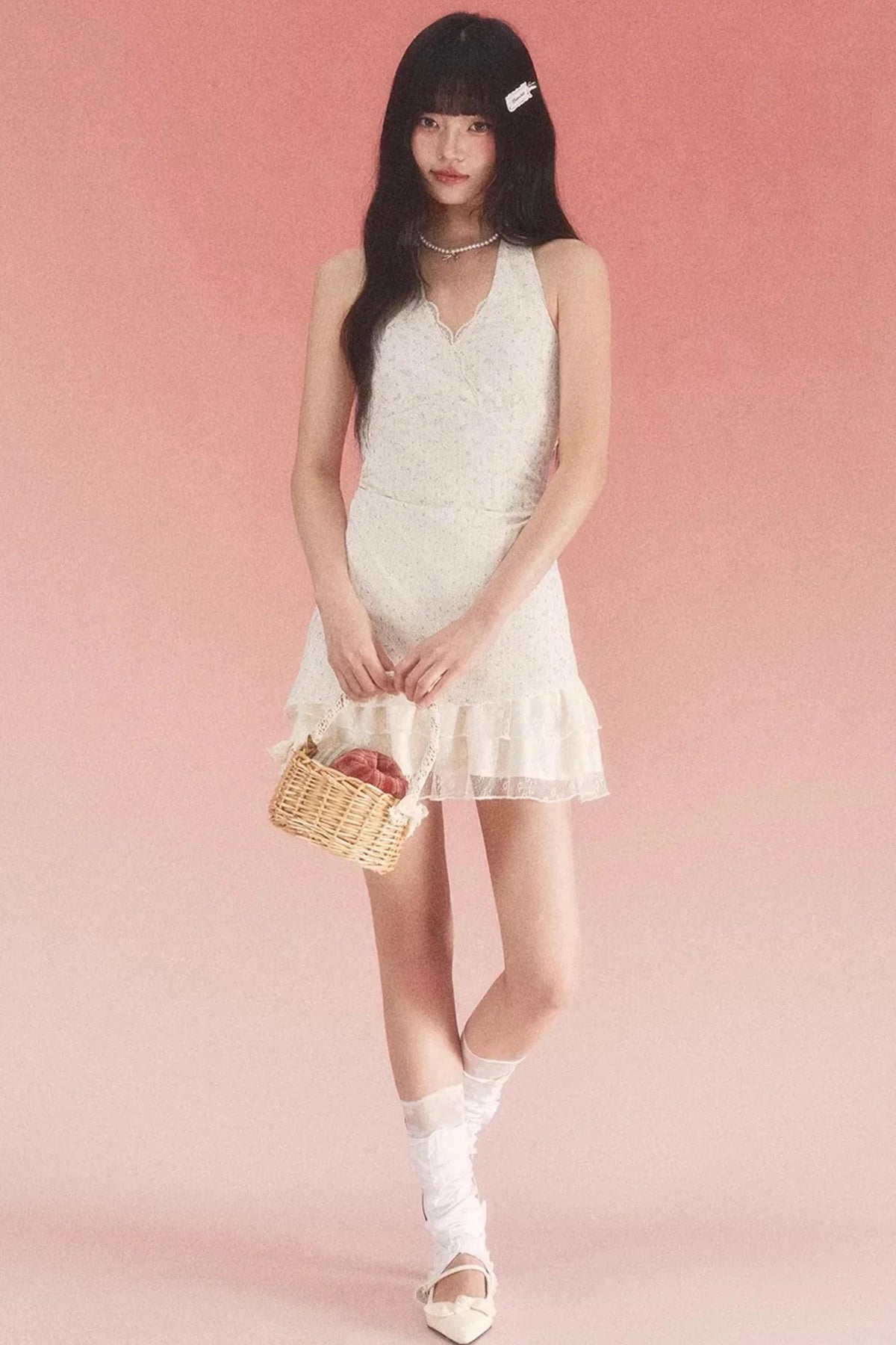 Halterneck Lace Floral Dress