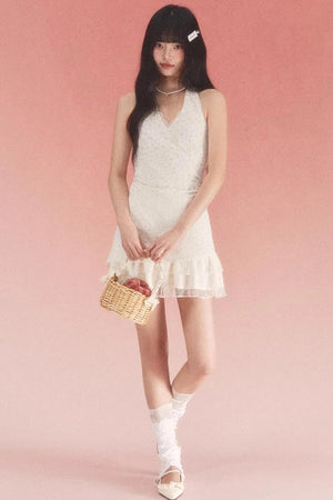 Halterneck Lace Floral Dress