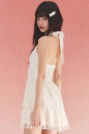 Halterneck Lace Floral Dress