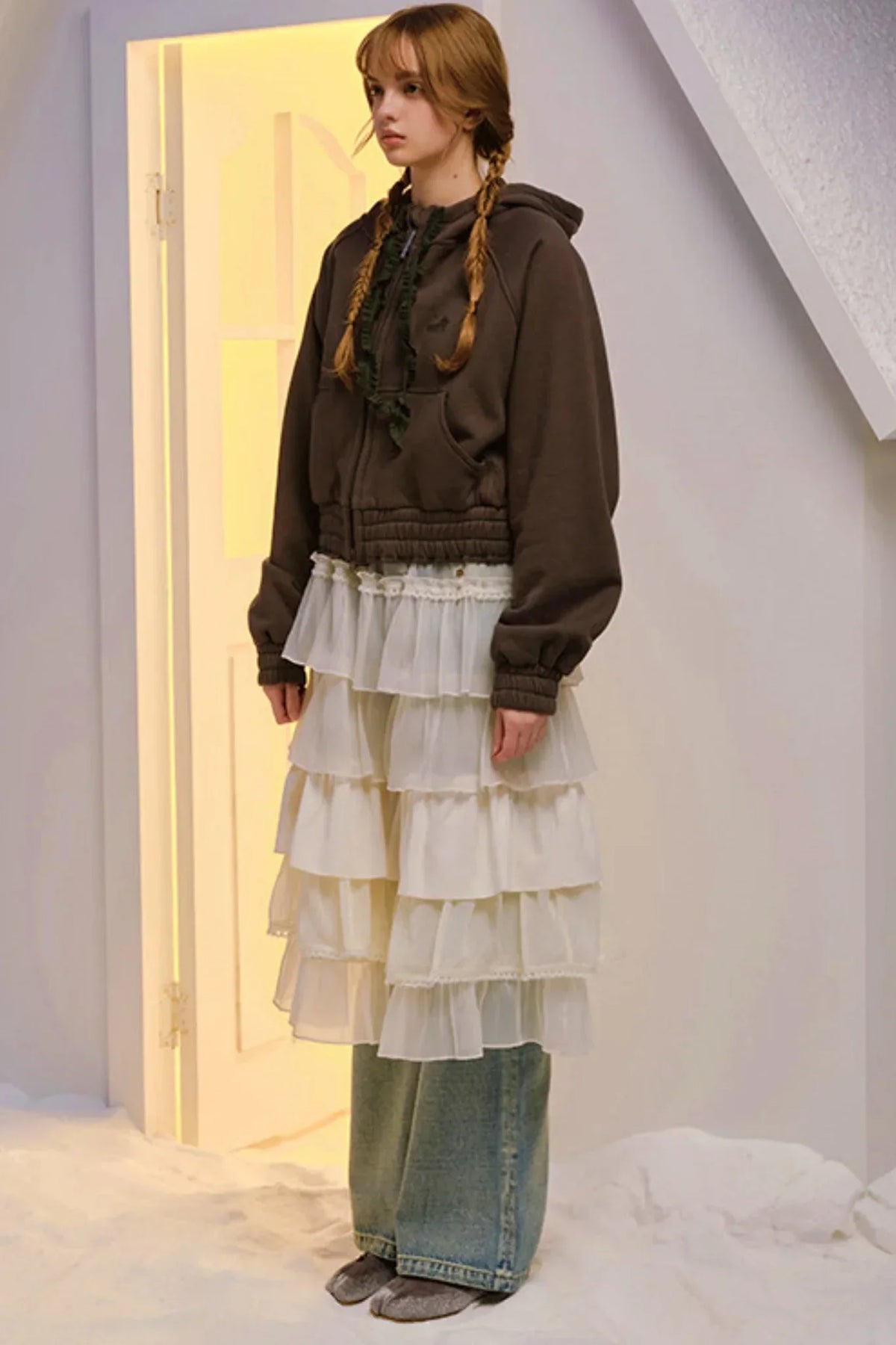 Hand-Dyed French Ruffled Skirt