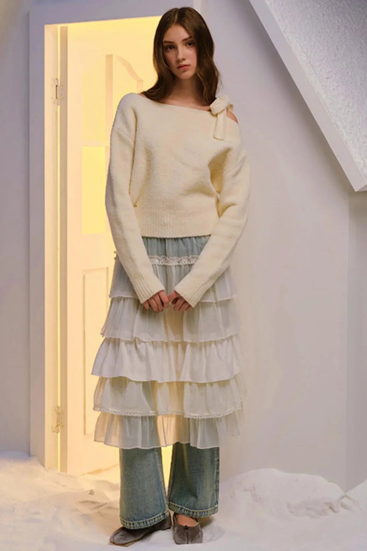 Hand-Dyed French Ruffled Skirt