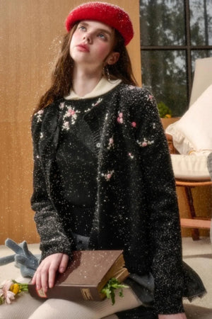 Hand-Embroidered Wool Cardigan
