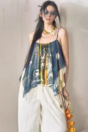Hand-Painted Chiffon Camisole Top