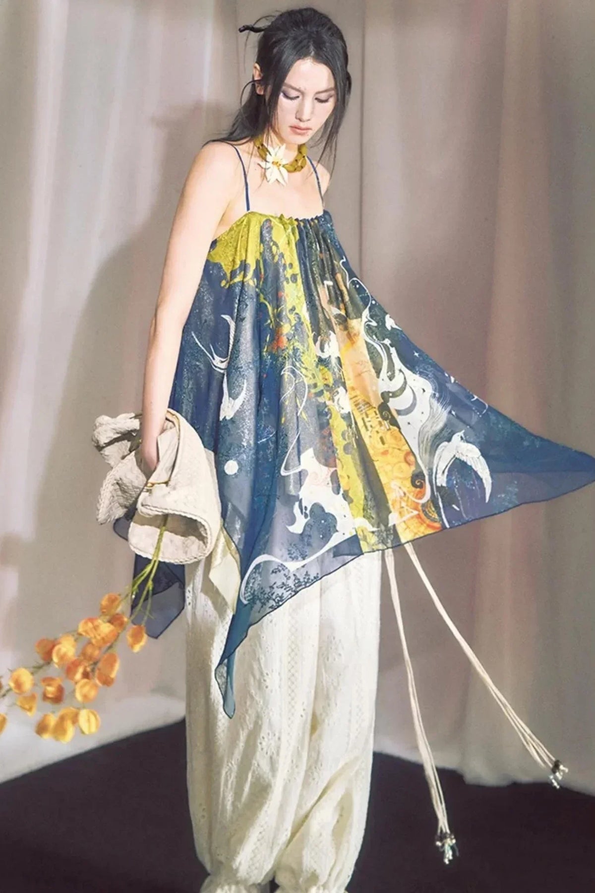 Hand-Painted Chiffon Camisole Top