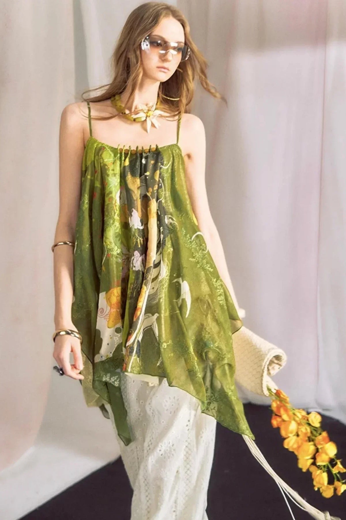 Hand-Painted Chiffon Camisole Top