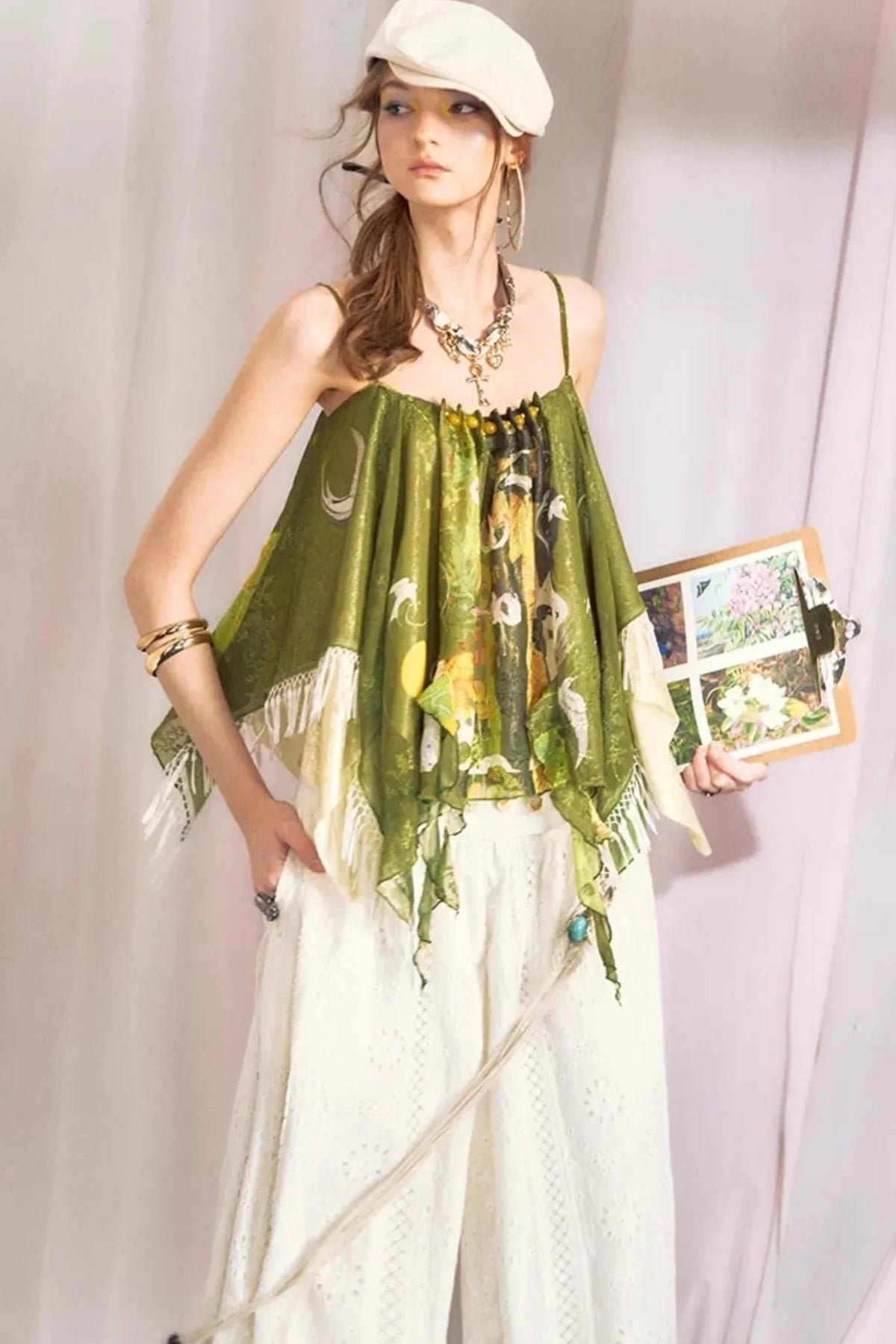 Hand-Painted Chiffon Camisole Top