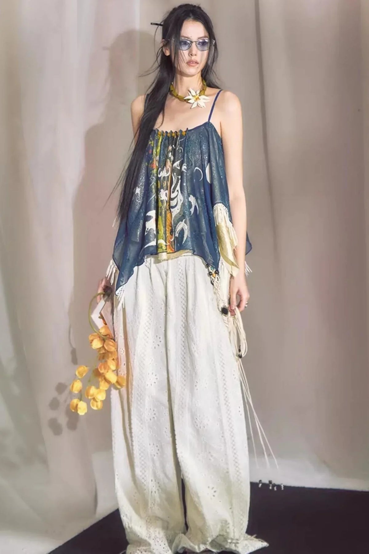 Hand-Painted Chiffon Camisole Top
