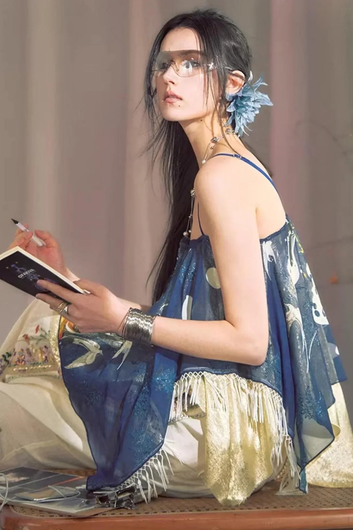 Hand-Painted Chiffon Camisole Top