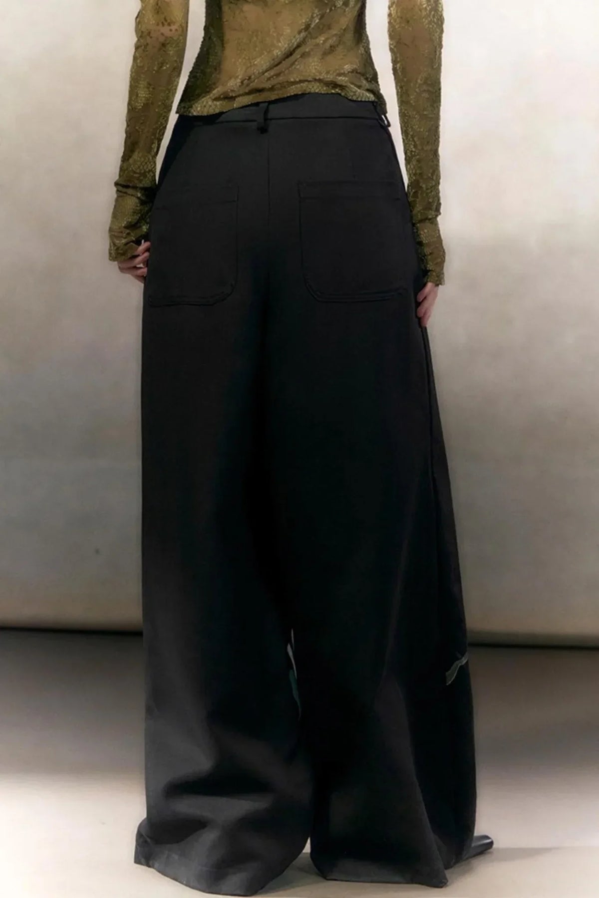 Hand-Painted Floral Wide-Leg Pants