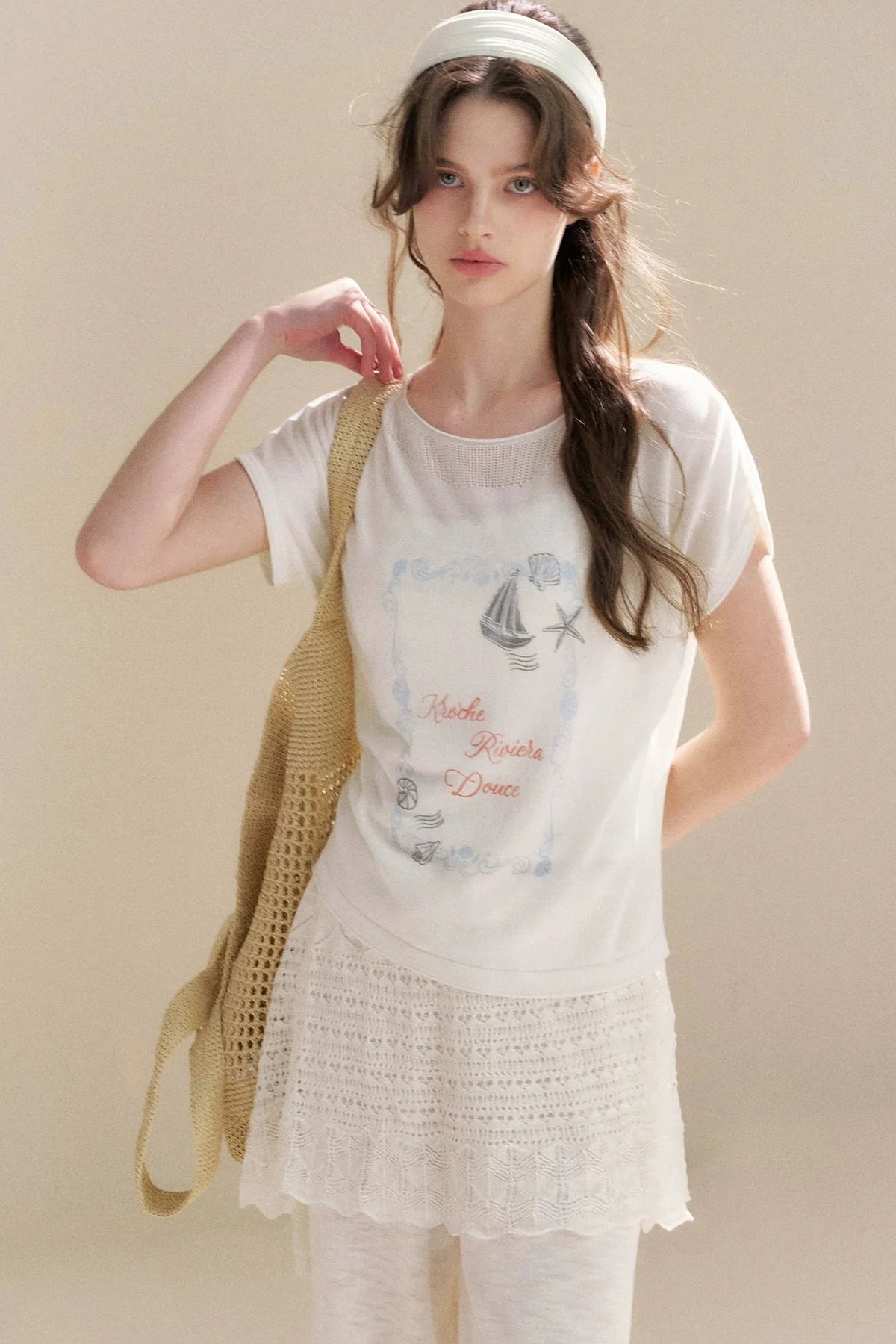 Hand-Painted Nautical Knit Top